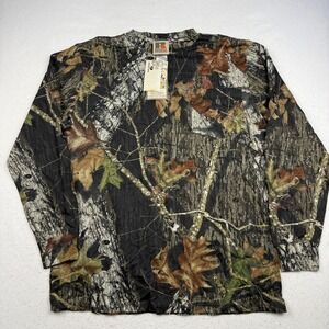 Vintage Russell Outdoors Shirt Mens XL Camo Long Sleeve Mossy Oak Hunting Tee
